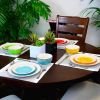 12-Piece Ceramic Dinnerware Set in Blue Red Yellow Green Beige - Service for 4