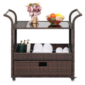 Iron Frame Braided Rattan Trolley