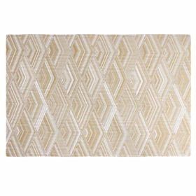 4 Pcs PVC Placemats Dining Table Place Mats Heat Resistant Woven Polyester Non-slip Table Mats 17.7x11.8 inch, Gold