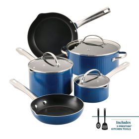 Farberware Style 10 Piece Nonstick Cookware Pots and Pans Set, Blue