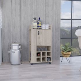 Fargo Bar Cart with Cabinet, 6 Built-in Wine Rack and Casters