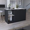 Juniper Kitchen Island with Large Top Surface, Double Door Cabinet, and Open Shelves