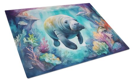 Manatee in a Dreamscape Glass Cutting Board Decorative Tempered Glass Kitchen Cutting and Serving Board Large Size Chopping Board