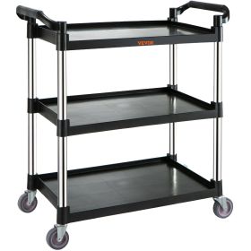 VEVOR Utility Service Cart, 3 Shelf Heavy Duty 154LBS Food Service Cart, Rolling Utility Cart with Lockable Wheels