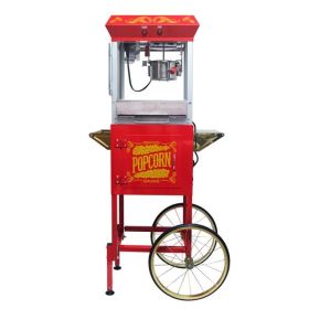 Popcorn Machine with Cart ‚Äì 6oz Popper with Stainless-steel Kettle, Heated Warming Deck, and Old Maids Drawer,Red