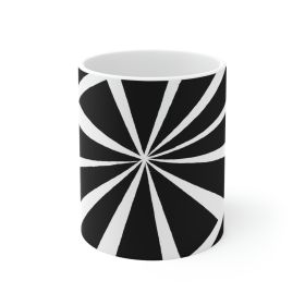 Decorative Ceramic Coffee Mug 15oz, Black And White Geometric Pattern