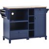 Kitchen Island Cart with Storage Cabinet and Two Locking Wheels,Solid wood desktop,Microwave cabinet