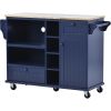 Kitchen Island Cart with Storage Cabinet and Two Locking Wheels,Solid wood desktop,Microwave cabinet