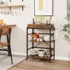 3-Tier Industrial Bar Cart with Detachable Tray for Kitchens