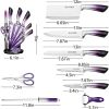 Knife Set, 9-Pieces Purple Gradient Handle Stainless Steel Chef Knife Set