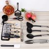 23Pcs Kitchen Utensil Set Stainless Steel Nylon Heat Resistant Cooking Utensil Tool Kit w/ Grater Scraper Tongs Whisk Can Bottle Opener Pizza Cutter V