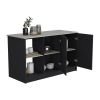 Juniper Kitchen Island with Large Top Surface, Double Door Cabinet, and Open Shelves