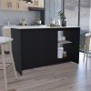 Juniper Kitchen Island with Large Top Surface, Double Door Cabinet, and Open Shelves