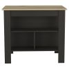 Cala Kitchen Island; Four Legs; Three Shelves -Black / Light Oak