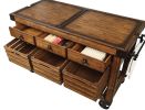 Kaif Distressed Chestnut Finish Kitchen Cart