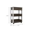 White and Dark Walnut 1-Drawer 2-Shelf Kitchen Cart with Caster