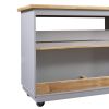 Rolling Kitchen Island with Storage, Two-sided Kitchen island Cart on Wheels with Wood Top, Wine and Spice Rack, Large Kitchen Cart with 2 Drawers