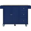 Rolling Mobile Kitchen Island with Drop Leaf - Solid Wood Top, Locking Wheels & Storage Cabinet 52.7 Inch Width(Dark blue)