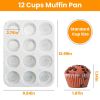 2 Pack 12 Cups Silicone Muffin Pans Nonstick Cupcake Tins Trays Regular Size Cupcake Molds Heat Resistant Oven Microwave Fridge Freezer Dishwasher Saf