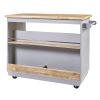 Rolling Kitchen Island with Storage, Two-sided Kitchen island Cart on Wheels with Wood Top, Wine and Spice Rack, Large Kitchen Cart with 2 Drawers