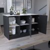 Juniper Kitchen Island with Large Top Surface, Double Door Cabinet, and Open Shelves