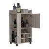 Fargo Bar Cart with Cabinet, 6 Built-in Wine Rack and Casters