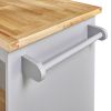 Rolling Kitchen Island with Storage, Two-sided Kitchen island Cart on Wheels with Wood Top, Wine and Spice Rack, Large Kitchen Cart with 2 Drawers