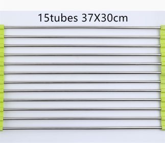 Folding Kitchen Drain Sink Rack Stainless Steel (Option: Green-15tubes 37X30cm)