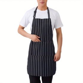 1pc Black Apron, Unisex Adjustable Bib Apron With 2 Pockets, Cooking Kitchen Apron For Women Men, Kitchen BBQ Apron (Color: 1pc)