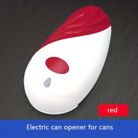 1pc, Can Opener, Stainless Steel Electric Bottle Opener, Smooth Edge Food-Safe Electric Can Opener, Automatic Can Opener (Color: Red)