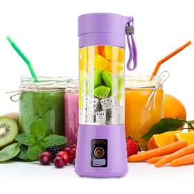 Portable Juicer Blender USB Rechargeable Juicer Cup Fruit Baby Food Mixing Machine with 6 Blades Powerful Motor (Color: Purple)