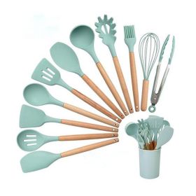 Kitchen Silicone Cooking Tool Utensil Set (Color: Light Green, Type: 11pcs)