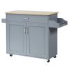 Rolling Kitchen Island Cart with Towel and Spice Rack