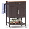 Rolling Kitchen Island Cart with Drawer and Towel Rack