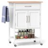 Rolling Kitchen Island Cart with Drawer and Towel Rack