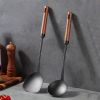 Kitchen Cooking Iron Spatula with Long Wooden Handle(AMZ Shipping)