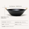 Cast Iron Wok Pan with Dual Handle and Wooden Lid(AMZ Shipping)