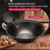 Cast Iron Wok Pan with Dual Handle and Wooden Lid(AMZ Shipping)