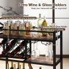 3-tier Bar Cart on Wheels Home Kitchen Serving Cart with Wine Rack and Glasses Holder