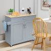 Rolling Kitchen Island Cart with Towel and Spice Rack