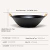 Cast Iron Wok Pan with Dual Handle and Wooden Lid(AMZ Shipping)