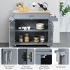 Rolling Kitchen Island Cart with Towel and Spice Rack