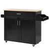 Rolling Kitchen Island Cart with Towel and Spice Rack