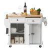 VEVOR Kitchen Island Cart with Solid Wood Top, 35.4" Width Mobile Carts with Storage Cabinet, Rolling Kitchen Table with Spice Rack, Towel Rack