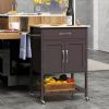 Rolling Kitchen Island Cart with Drawer and Towel Rack