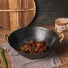 Cast Iron Wok Pan with Dual Handle and Wooden Lid(AMZ Shipping)