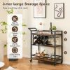 3-tier Bar Cart on Wheels Home Kitchen Serving Cart with Wine Rack and Glasses Holder