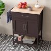 Rolling Kitchen Island Cart with Drawer and Towel Rack