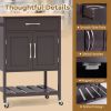 Rolling Kitchen Island Cart with Drawer and Towel Rack