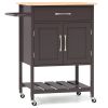 Rolling Kitchen Island Cart with Drawer and Towel Rack